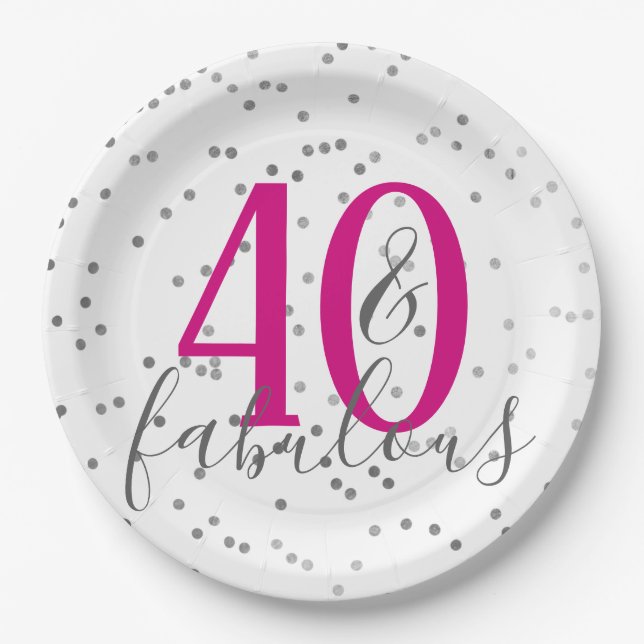 Confetti 40 and Fabulous Birthday Party Plates (Front)