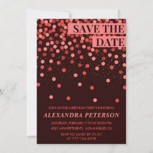 Confetti 41st birthday invitations Save the date 