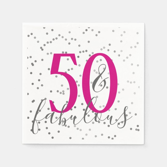 Confetti 50 and Fabulous Birthday Party Napkins (Front)