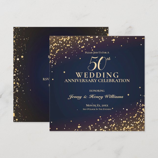 Confetti 50th Wedding Anniversary Party Invitation (Front/Back)