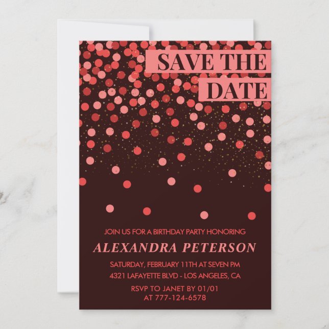 Confetti 58th birthday invitations Save the date  (Front)
