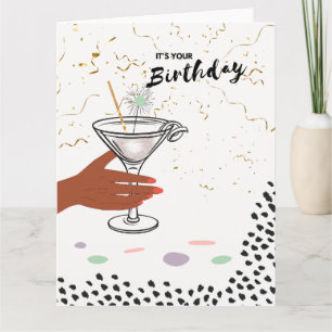 Confetti and Cocktails   Birthday Greeting Card
