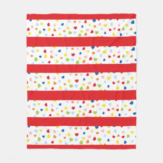 Confetti and Red Stripe Fleece Blanket