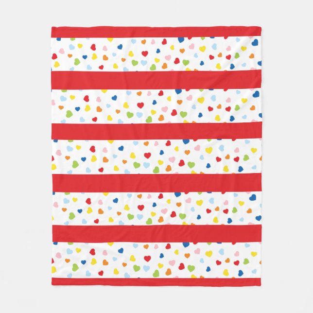 Confetti and Red Stripe Fleece Blanket (Front)