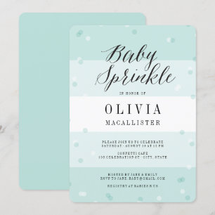 Confetti Aqua Stripes Boy Baby Sprinkle Invite