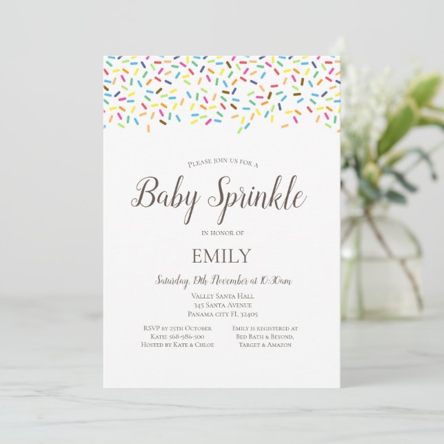 Confetti Baby Sprinkle Invitation - Baby Shower (Standing Front)