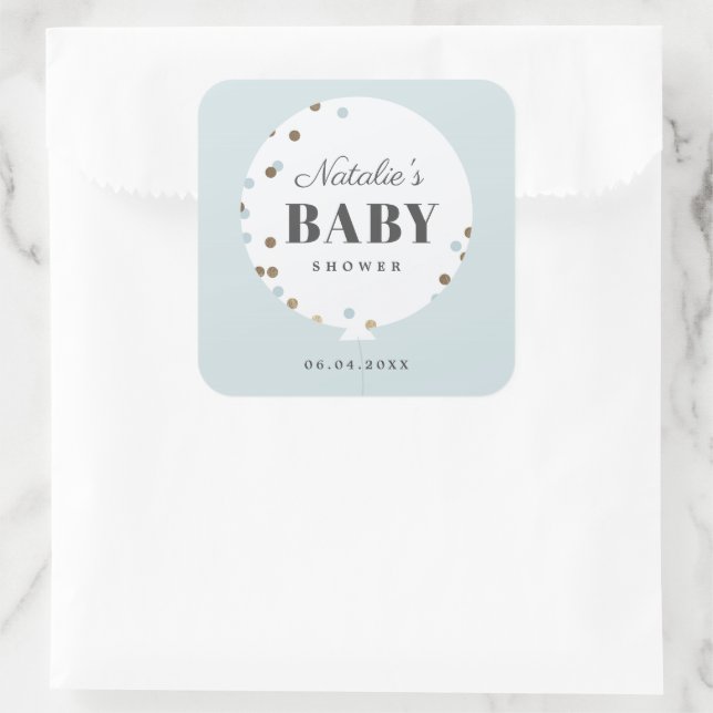 Confetti balloon baby shower favour square sticker (Bag)