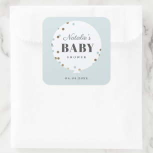 Confetti balloon baby shower favour square sticker