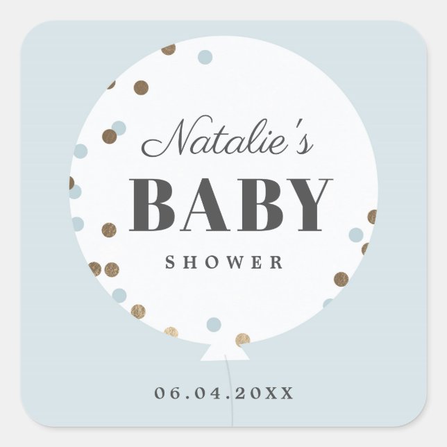 Confetti balloon baby shower square sticker (Front)