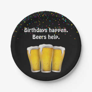 Confetti Birthday Beers Paper Plate