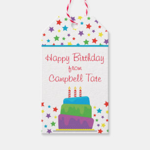Confetti Birthday Cake Personalised Gift Tags