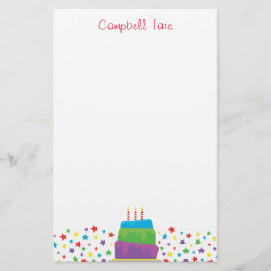 Confetti Birthday Cake Personalised Stationery