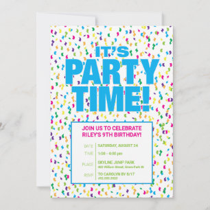 Confetti Birthday Party Invitation, Fun & Colourfu Invitation