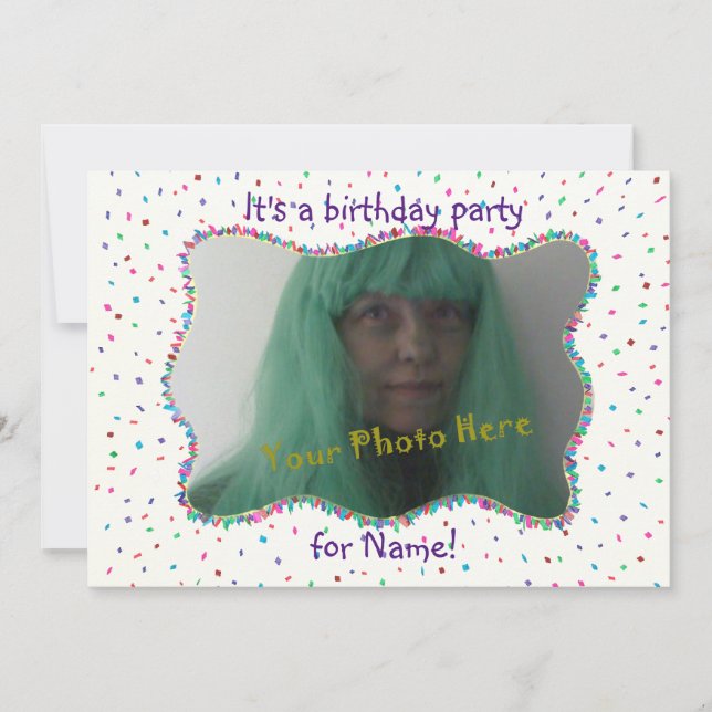 Confetti Birthday Party Invitations, Add Photo Invitation (Front)
