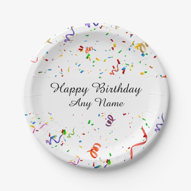 Confetti Birthday Party Paper Plate (Front)