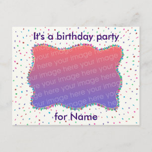 Confetti Birthday Party Photo Invitations