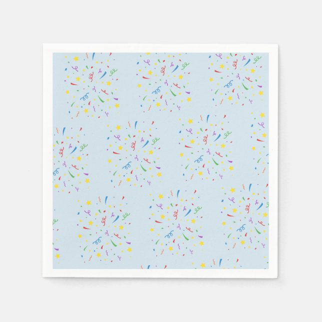 Confetti Blue 1st Birthday Napkin (Front)