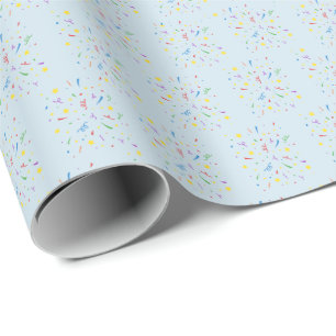 Confetti Blue 1st Birthday Wrapping Paper