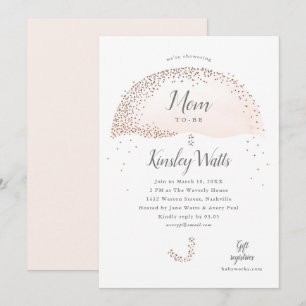Confetti Blush Pink Glitter Umbrella Baby Shower Invitation