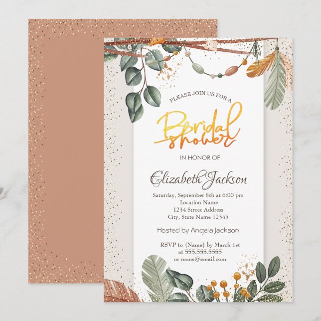 Confetti Boho Bridal Shower Invitation (Front/Back)