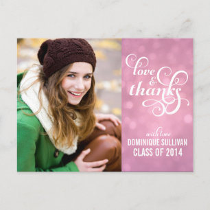 Confetti Bokeh Graduation Photo Thank You Postcard