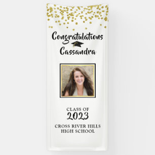 Confetti Brush Script Photo Graduation Door Banner
