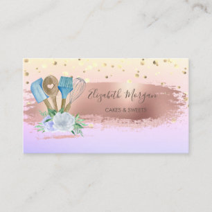 Confetti, Brush Stroke Bakery Hand Tools Flowers Business Card