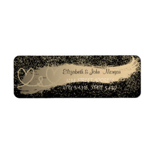 Confetti ,Brush Stroke,Black,Hearts Address Label