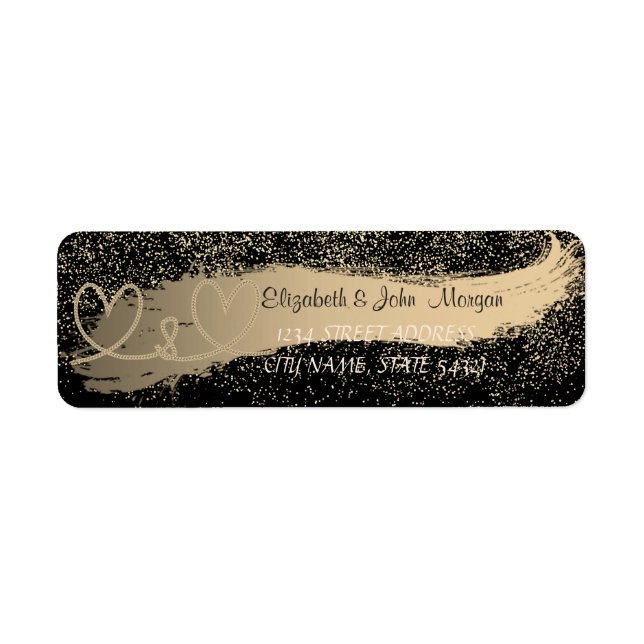 Confetti ,Brush Stroke,Black,Hearts Address Label (Front)