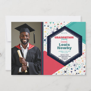 🎓Confetti Burst Single‑Photo Invitation