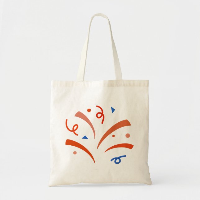 Confetti Burst: Terracotta & Blue Budget Tote Bag (Front)