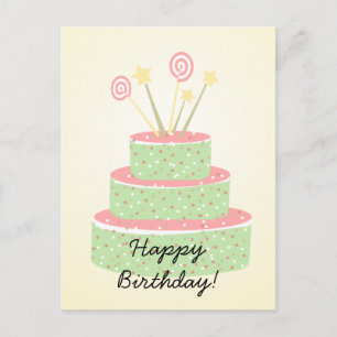 Confetti Cake • Green Birthday Cake Postcard