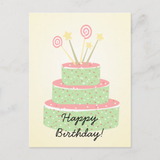 Confetti Cake • Green Birthday Cake Postcard