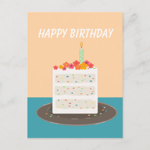 Confetti cake happy birthday postcard