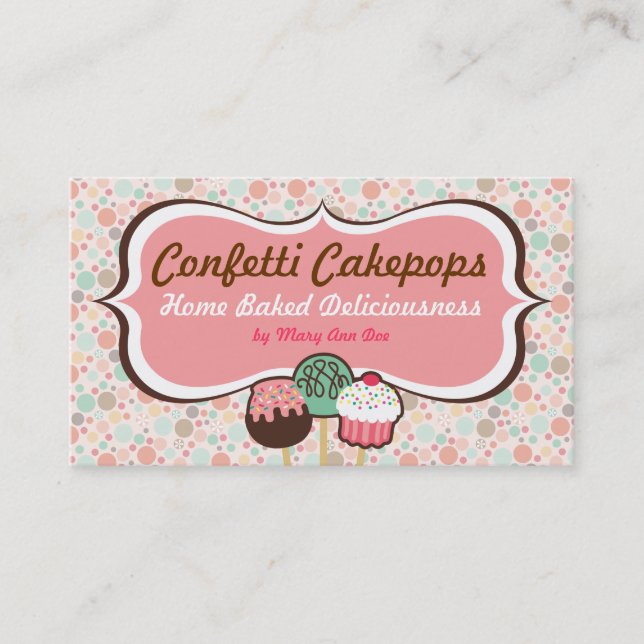 Confetti Cake Pops Business Cards (Front)