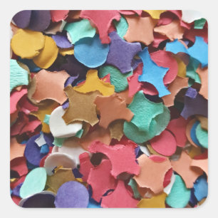 Confetti Carnival Party Colourful Paper Pieces Square Sticker