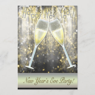 Confetti Champagne New Years Eve Party Invitations