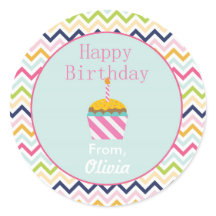 Confetti Chevron Personalised Birthday Stickers