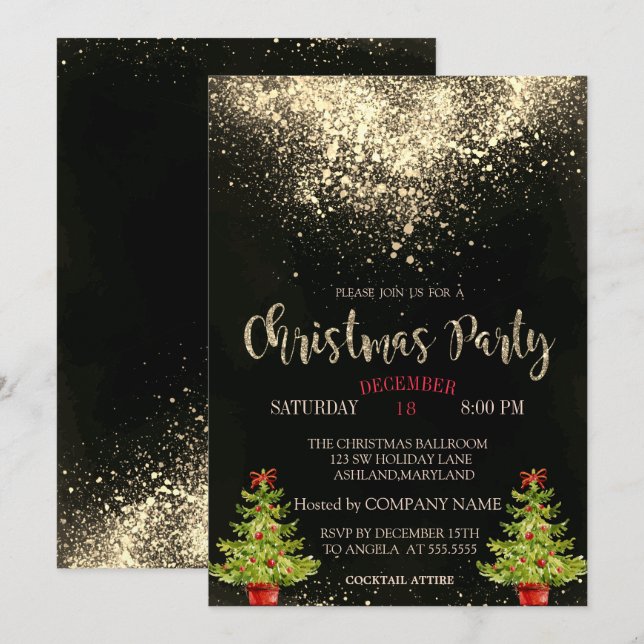 Confetti,Christmas Tree Christmas Company Party Invitation (Front/Back)