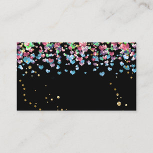 Confetti circles glitter shine heart elegant multi business card