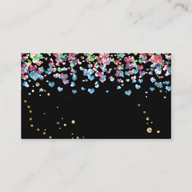 Confetti circles glitter shine heart elegant multi business card (Front)