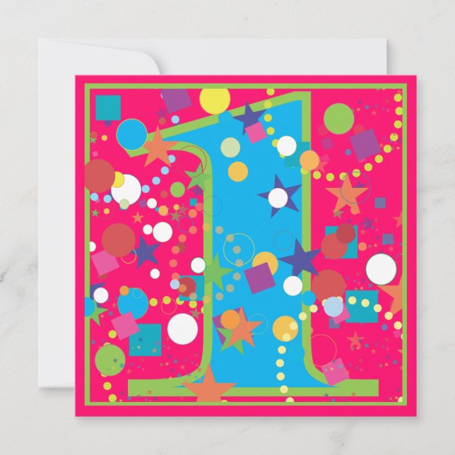 Confetti Circus 1st Birthday Party Invitation (Front)