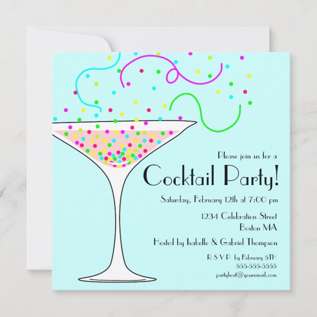 Confetti Cocktail Party Invitation (Front)