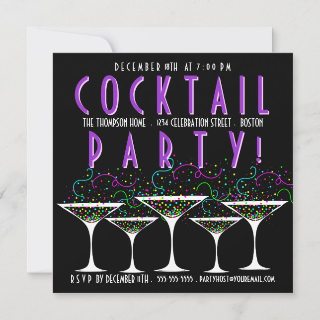 Confetti Cocktail Party Invitation (Front)