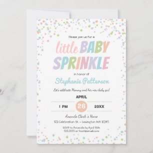 Confetti Colourful Cute Little Baby Sprinkle Showe Invitation