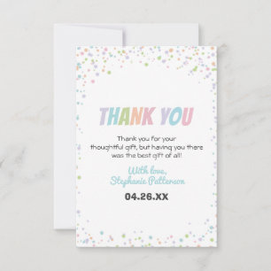 Confetti Colourful Cute Little Baby Sprinkle Showe Thank You Card