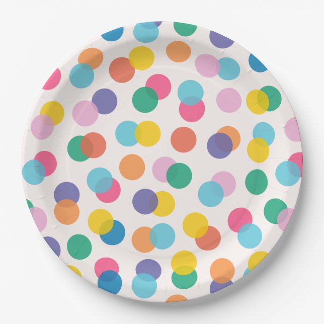 Confetti Colourful Kids Birthday Party Paper Plate (Front)