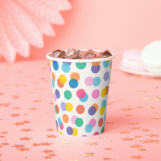 Confetti Colourful Polka Dots Kids Party Paper Cups (Insitu)