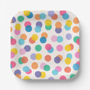 Confetti Colourful Polka Dots Kids Party Paper Plate