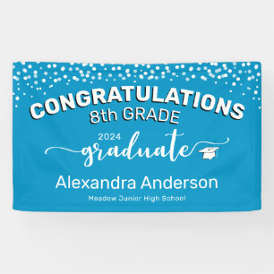 Confetti Congratulations 8th Grade Graduate Blue Banner